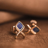 Mosaic Earrings (Lapis Lazuli/Rose Gold)