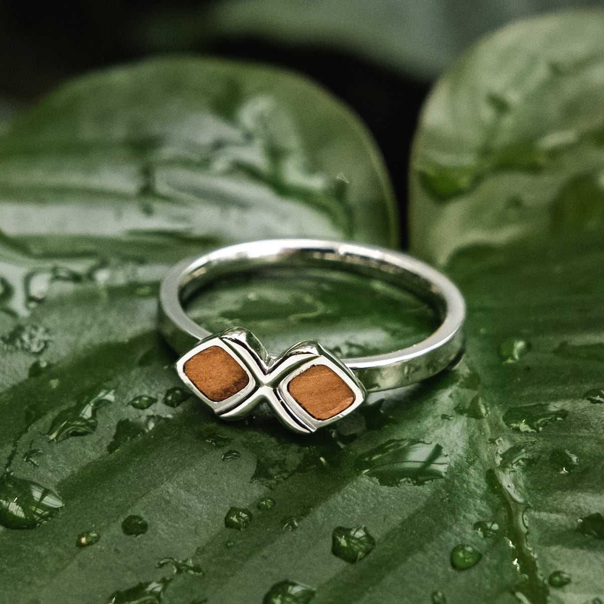 Mosaic Ring (Olive/Silber)
