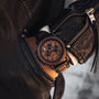 "Dusk" watch, featuring a stylish walnut and black design with a bold, elegant chronograph style.