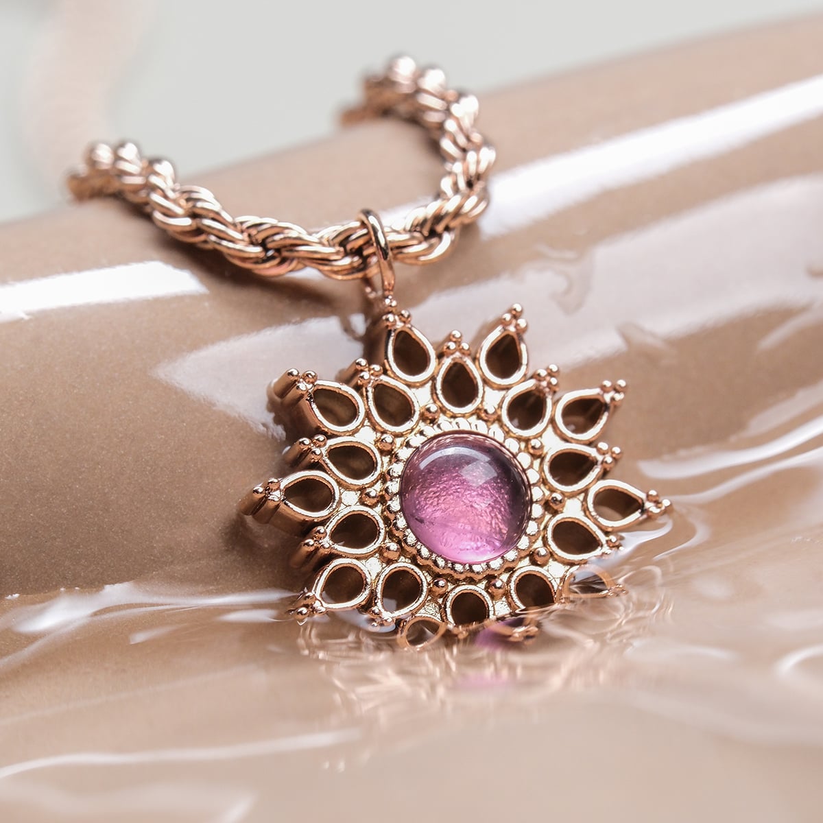 Suncatcher Necklace (Amethyst/Rose Gold)