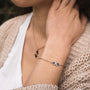 "Mosaic Bracelet" stylish bracelet in rose gold with lapis lazuli accents, perfect for a modern and elegant look.