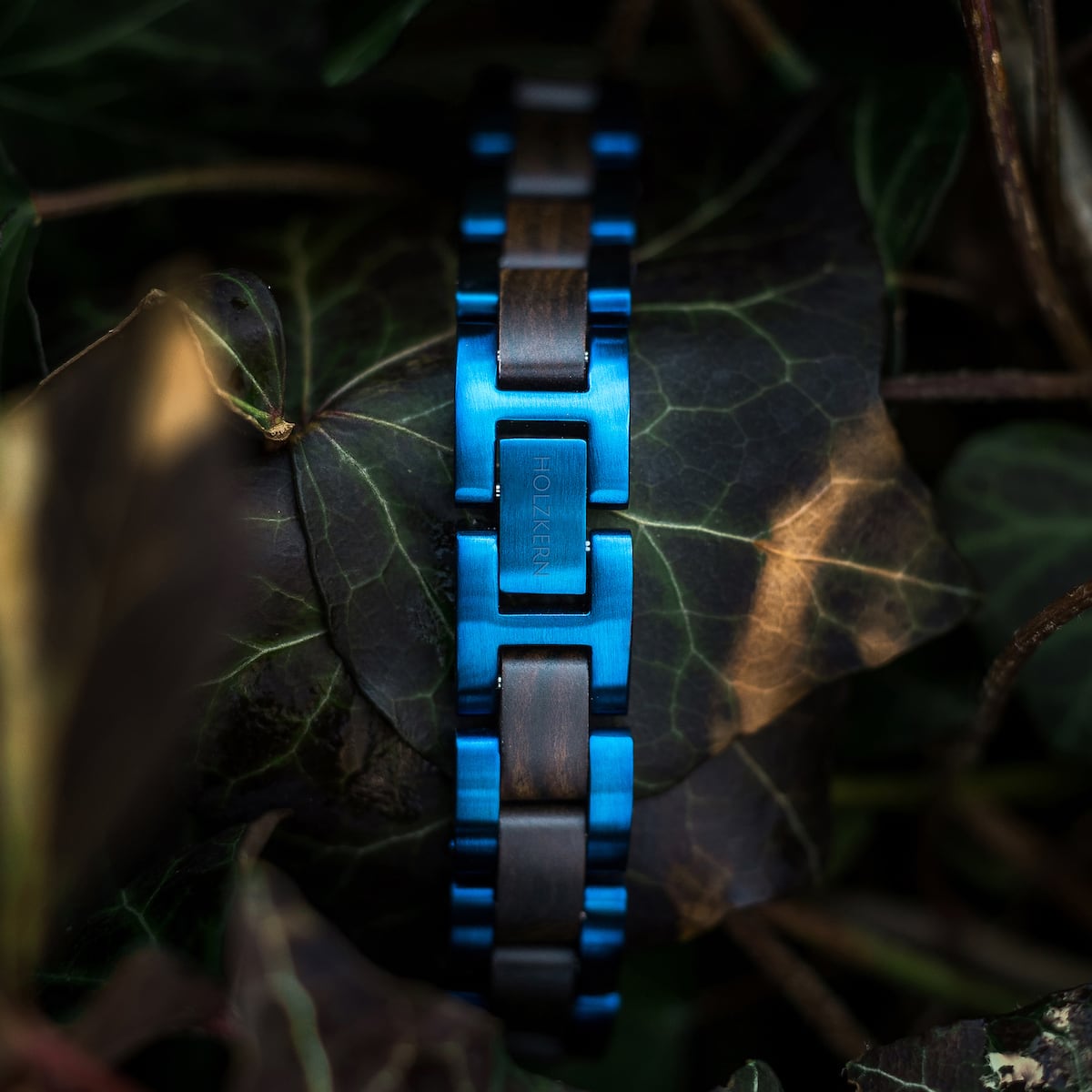 "Triad" watch bracelet featuring a maple and blue design with a modern and stylish aesthetic.