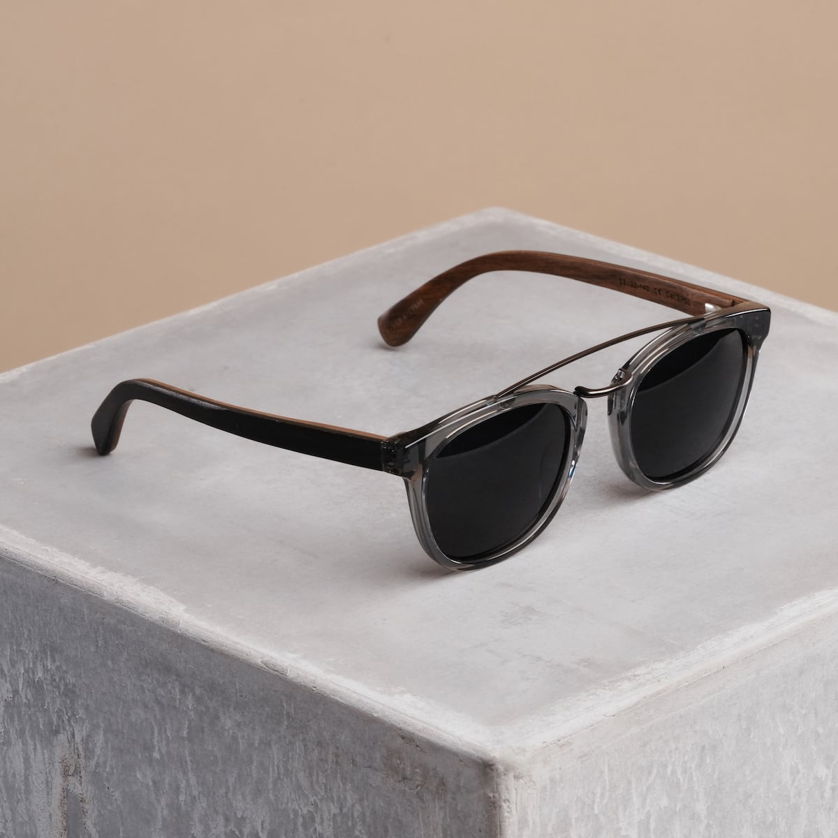 "The Trustworthy" sunglasses featuring a stylish blend of Leadwood and Ash, offering a sleek and modern design.