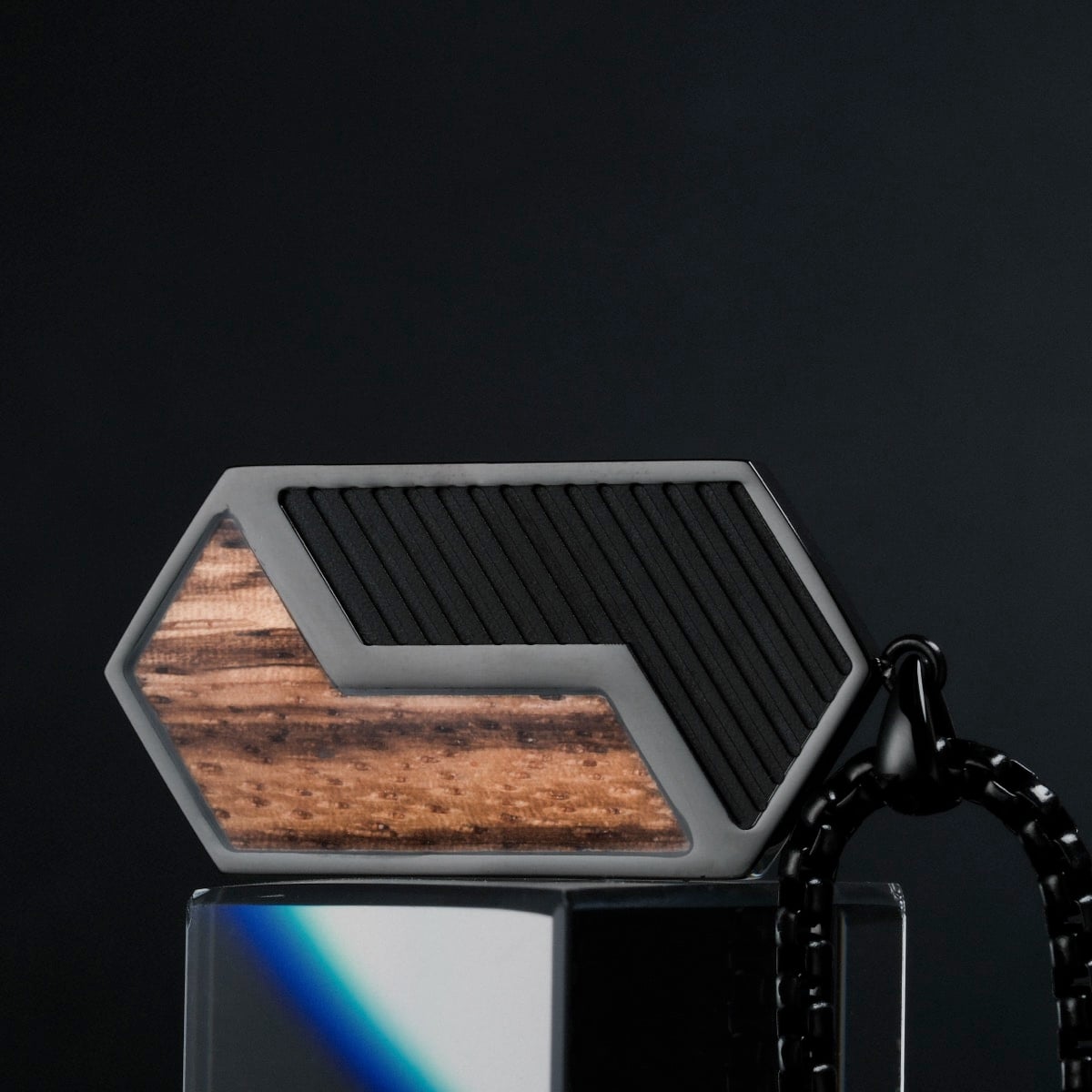 "Zigzag Necklace" necklace features a zigzag design in zebrawood and black for a bold, modern look.