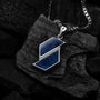 Baritone Necklaces, featuring sodalite and silver, with a modern and elegant geometric design.