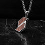"Baritone Necklaces" necklace featuring a walnut and silver design with a modern, elegant style.