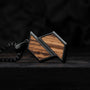 "Baritone Necklaces" necklace, crafted in zebrawood and black accents, with a modern geometric design.