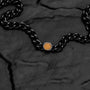 "Bodyguards Necklaces" necklace featuring Tiger's Eye and dark gray left, showcasing an elegant and bold style.