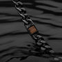 "Bodyguards Strap" bracelet featuring a sleek design with walnut and dark gray elements.