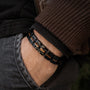 "Tremolo", a stylish zebrawood and black bracelet, complements a casual look.