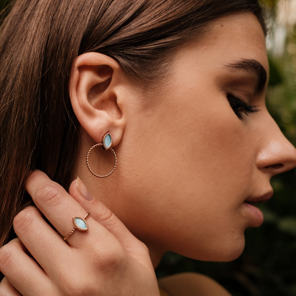 Visual Earrings (Mother-of-pearl/Rose Gold)
