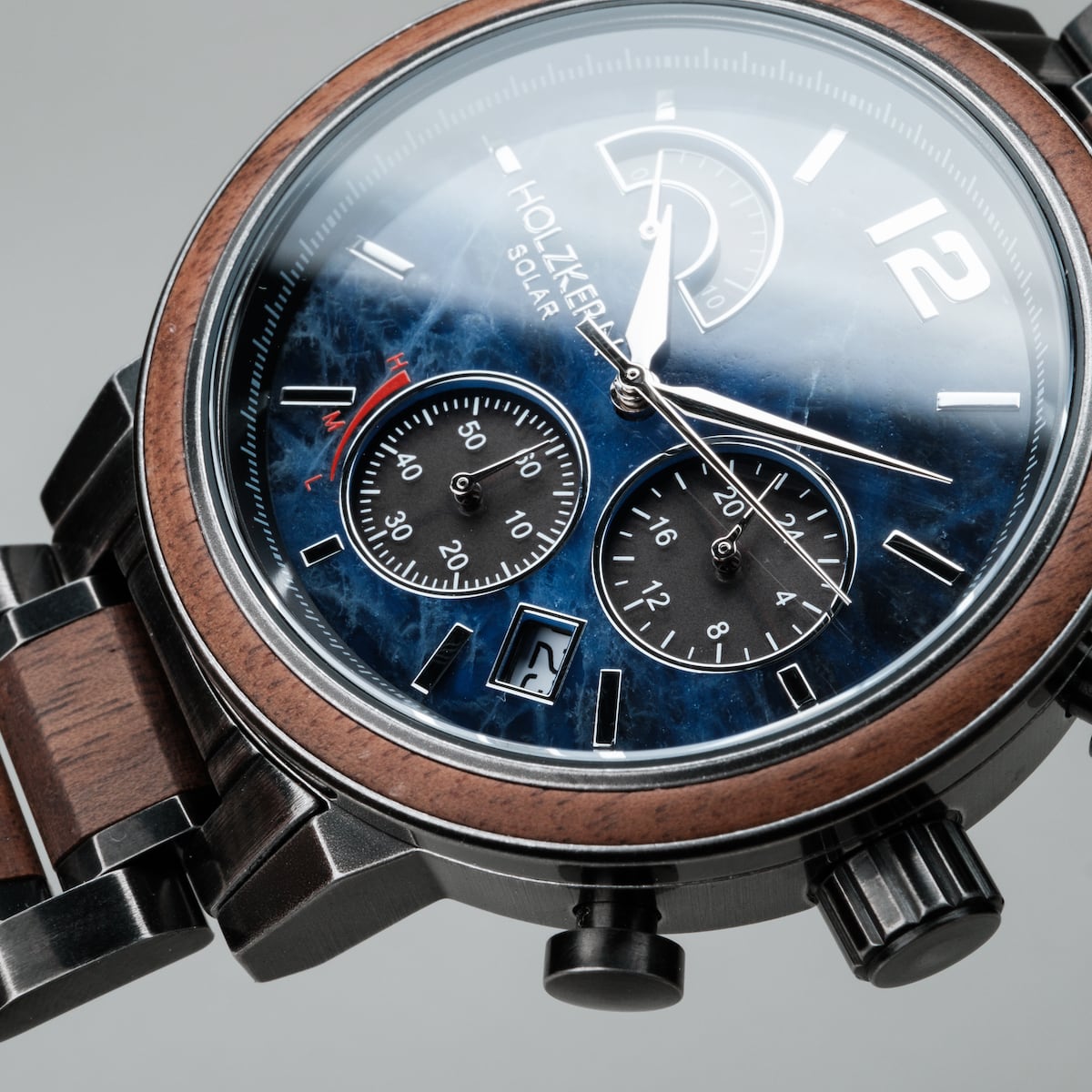 Syntonize watch with a Sodalite dial and Walnut accents, featuring a sleek and elegant design.