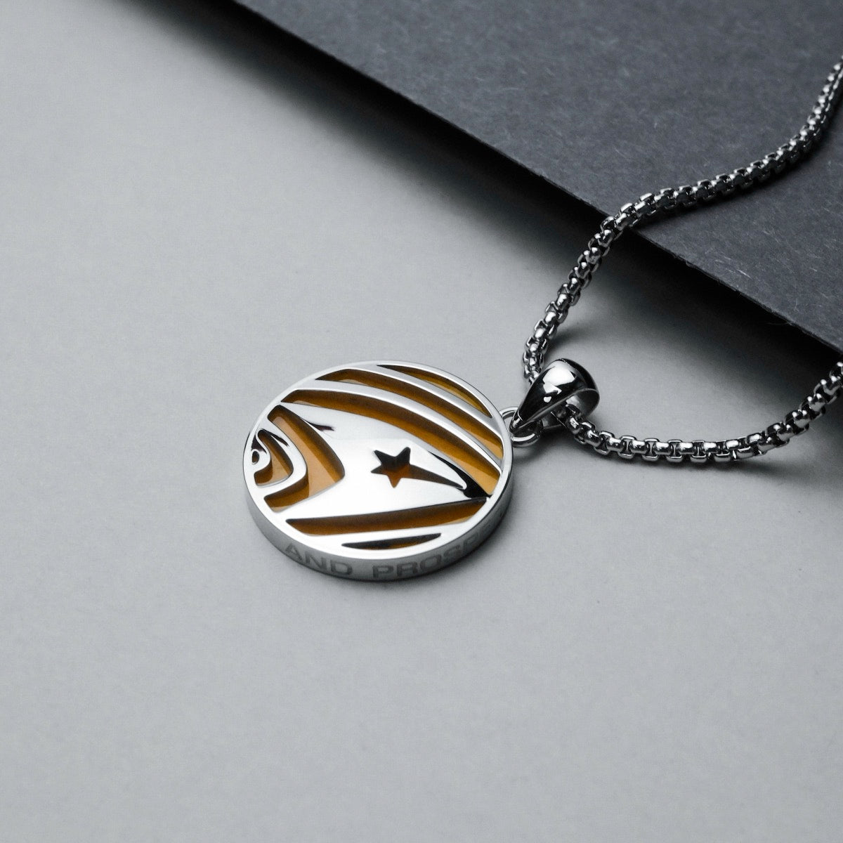 "Command Necklace", a stylish silver necklace featuring a jade-inspired design with bold, modern lines.