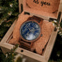 "Summer Evening" watch featuring a walnut case and striking lapis lazuli dial, showcasing a rustic and elegant style.