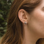 Opacity Earrings: Elegant walnut and silver earrings with a modern circular design.