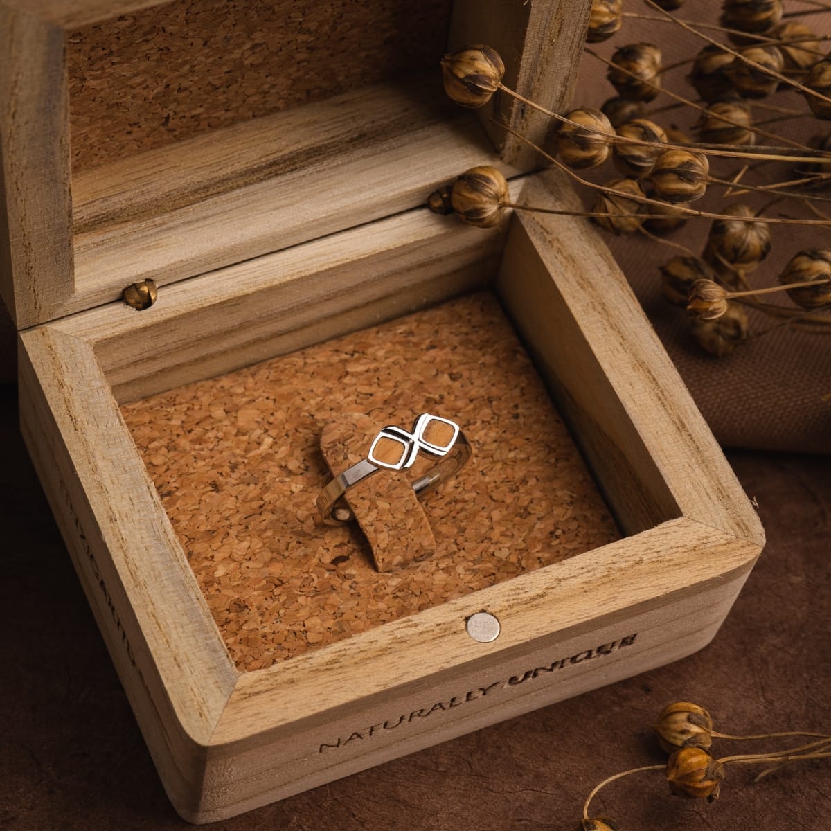 Mosaic Ring (Olive/Silber)