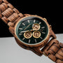 "Canopy" watch with a Zebrawood finish and marble dial, featuring a rich and elegant design.