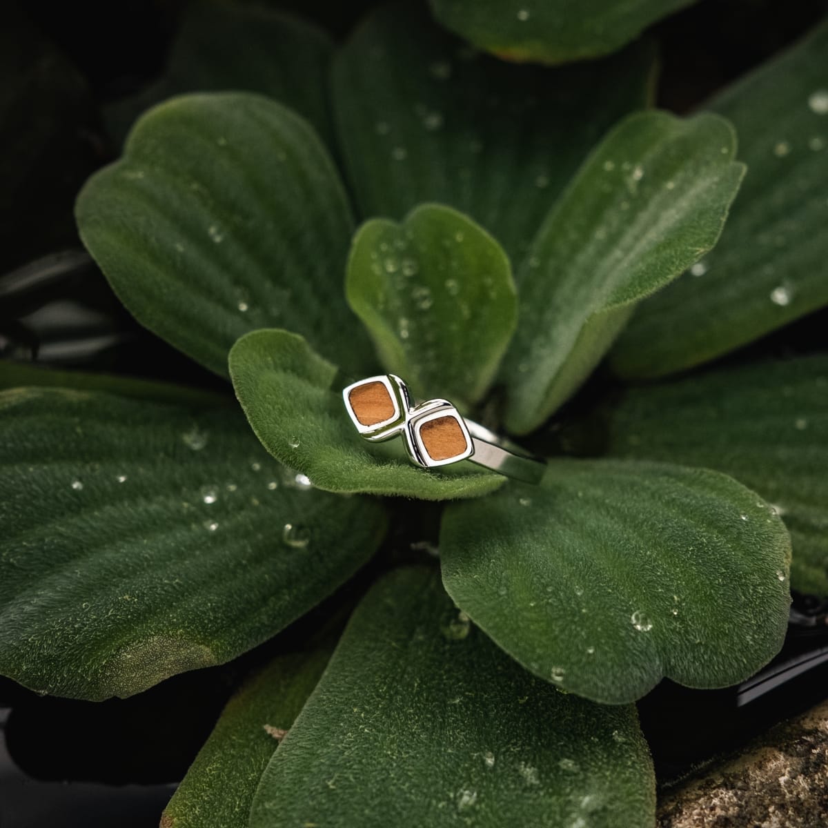Mosaic Ring (Olive/Silber)