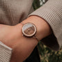 "Leave", elegant watch with a walnut finish and sleek design.