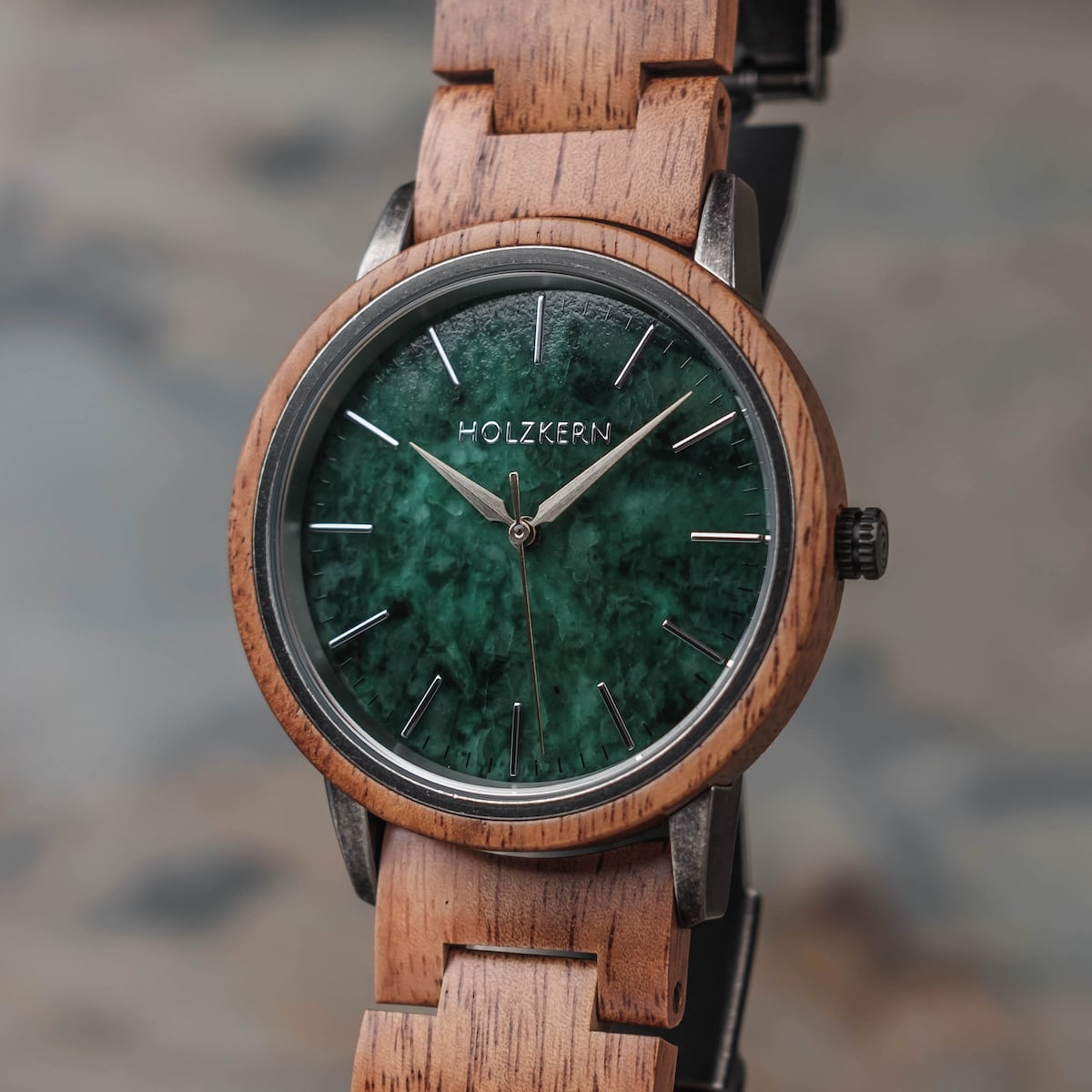 Bob watch with koa wood and marble, featuring a natural and elegant design.