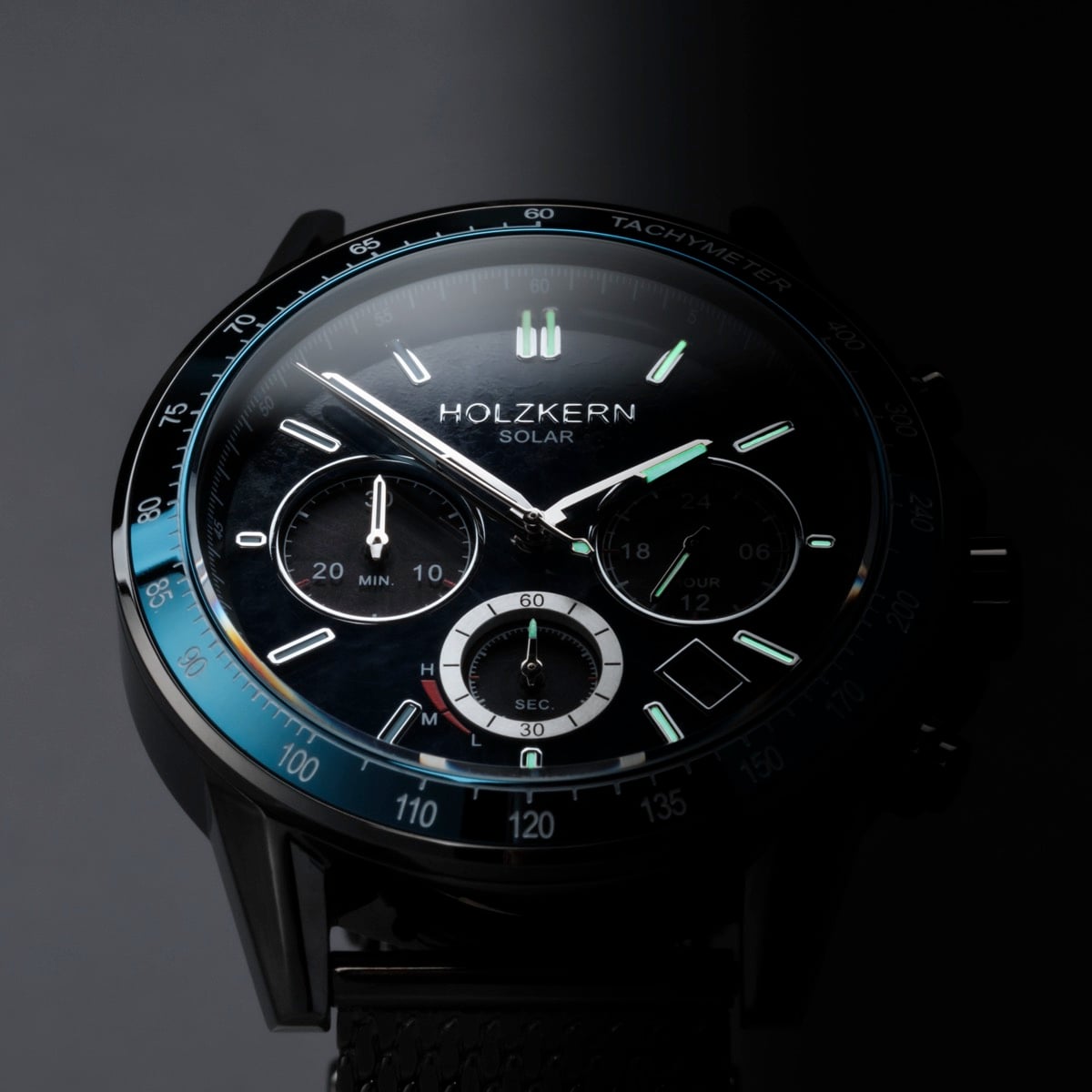"Comfort Crusher" watch, featuring a sleek sodalite and dark gray design with detailed chronographs.
