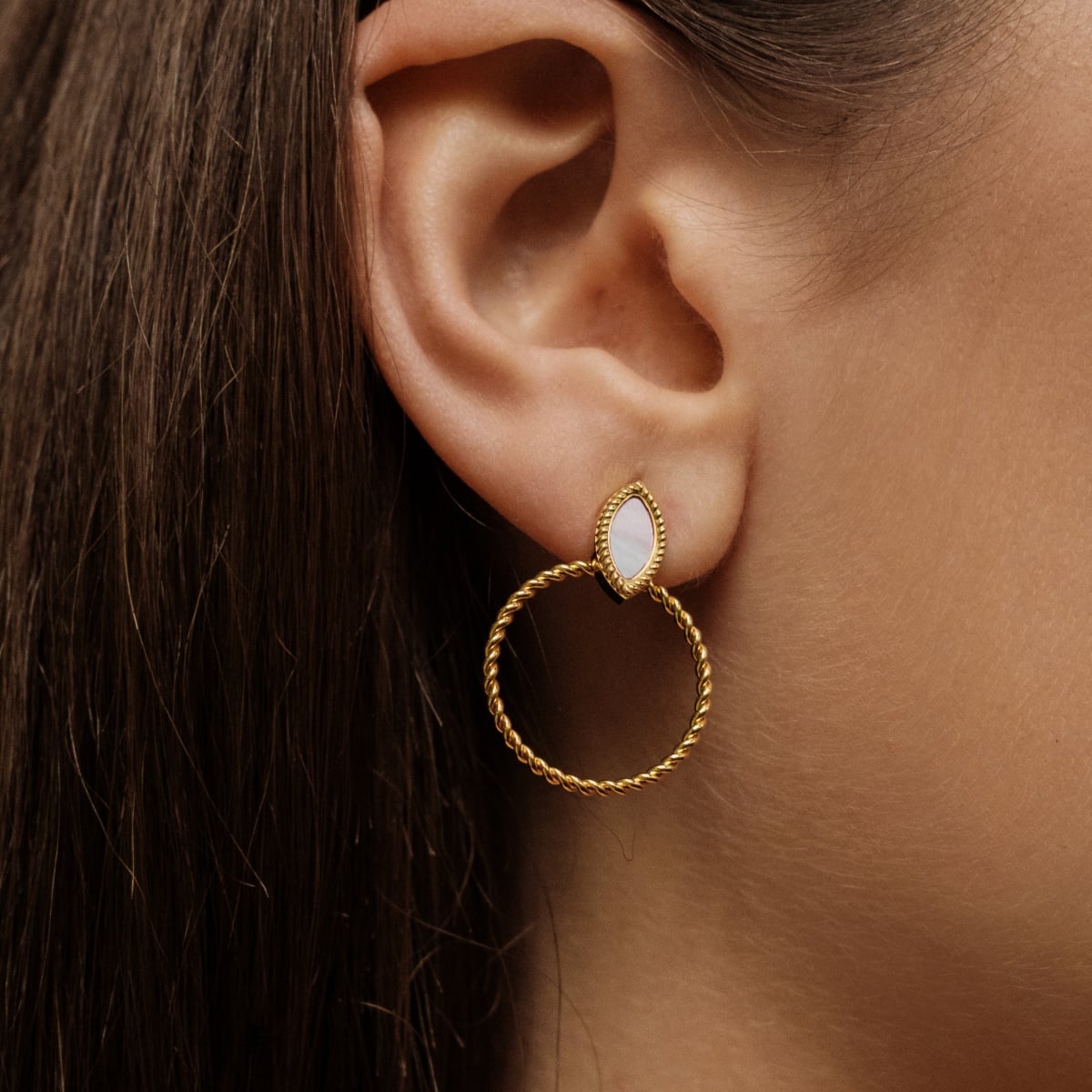 Visual Earrings (White Mother-of-pearl/Gold)