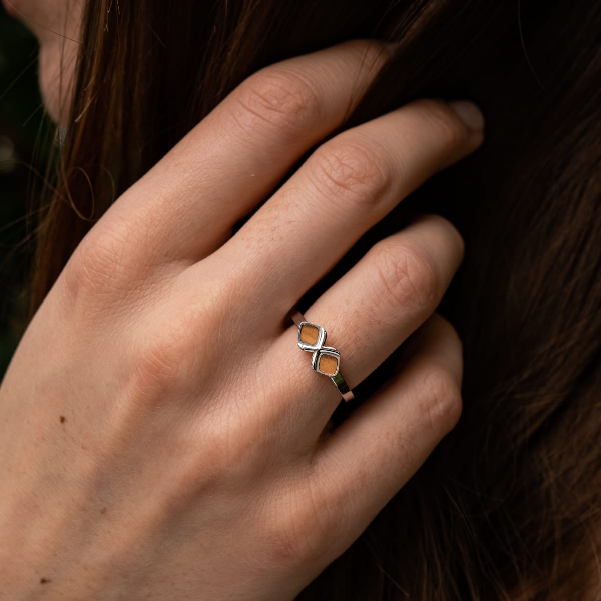 Mosaic Ring (Olive/Silber)