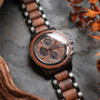 "Lipan" watch with a walnut finish and elegant design.