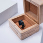 Cartesian Ring: A stylish maple and blue ring, elegantly displayed in a wooden box.