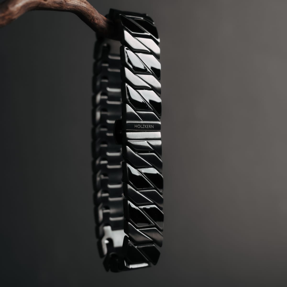 "Baritone" bracelet featuring a sleek maple and dark grey design.