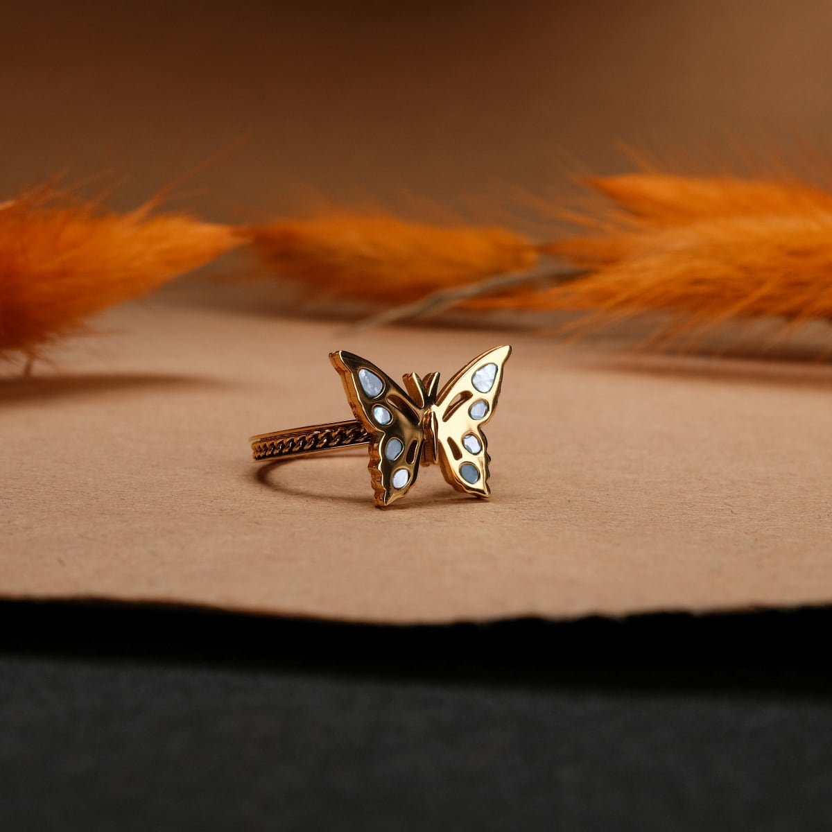 Fritillary Ring (Blue Mother-of-pearl/Gold)