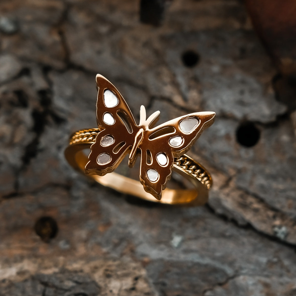 Fritillary Ring (Weißes Perlmutt/Gold)