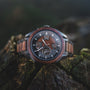 "Albert watch with acacia wood finish and a sophisticated, rustic design."