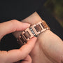 "Belvue" stylish watch with walnut accents and a modern design.