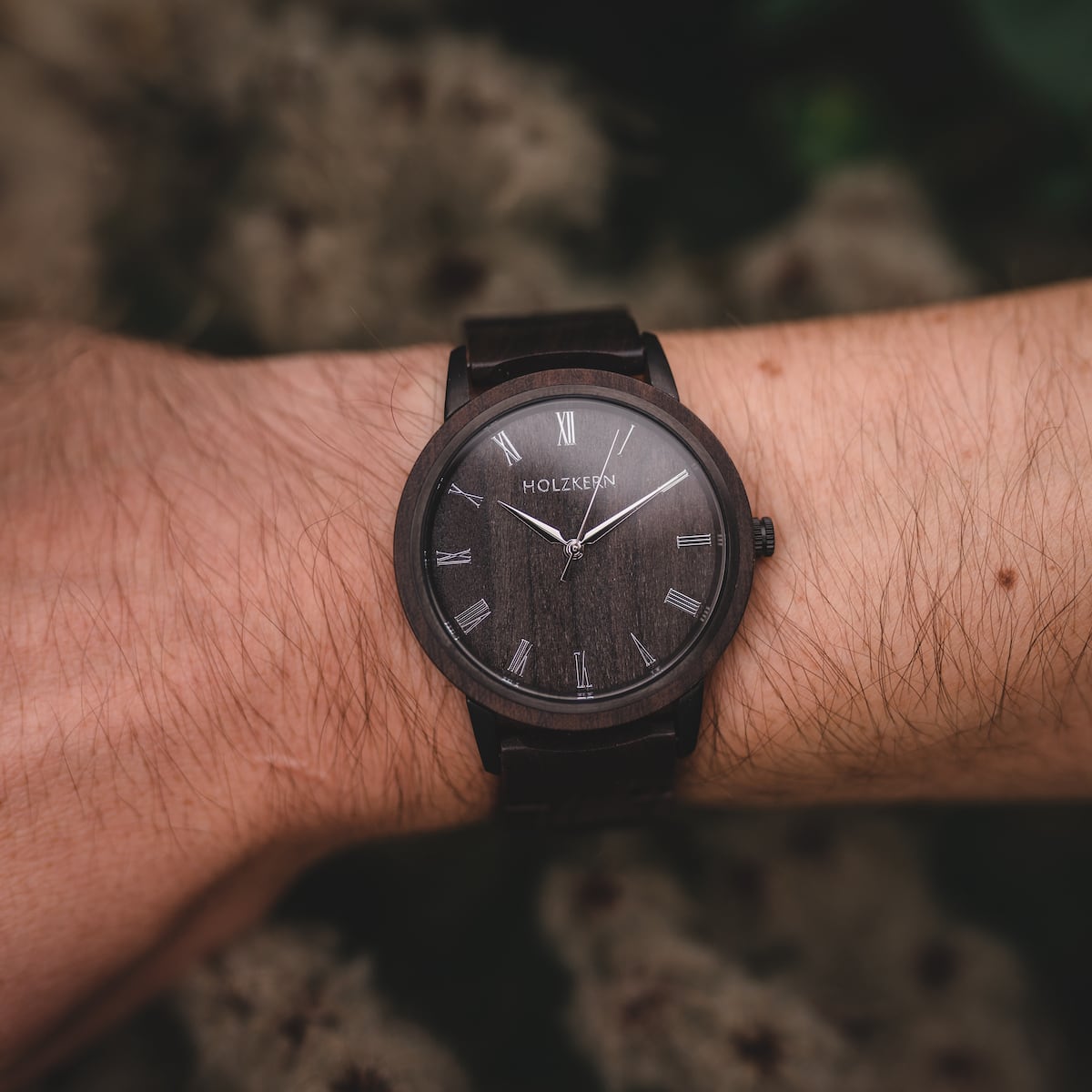 "Carlos" watch, sleek design in rich maple tone.
