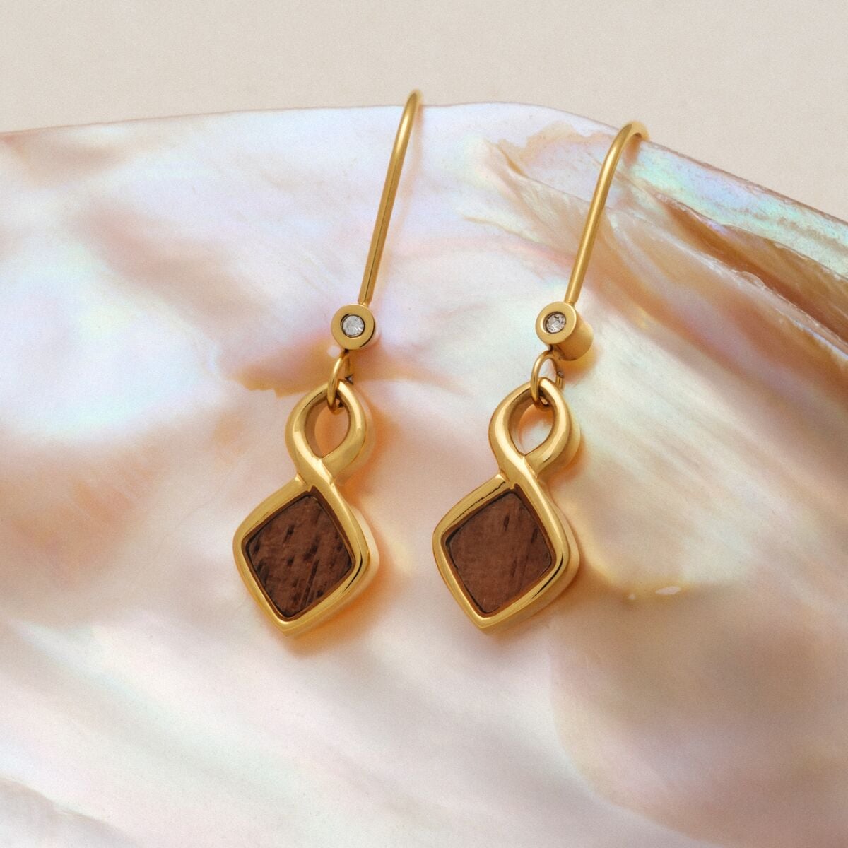 Mosaic Ohrringe (Walnuss/Gold) II