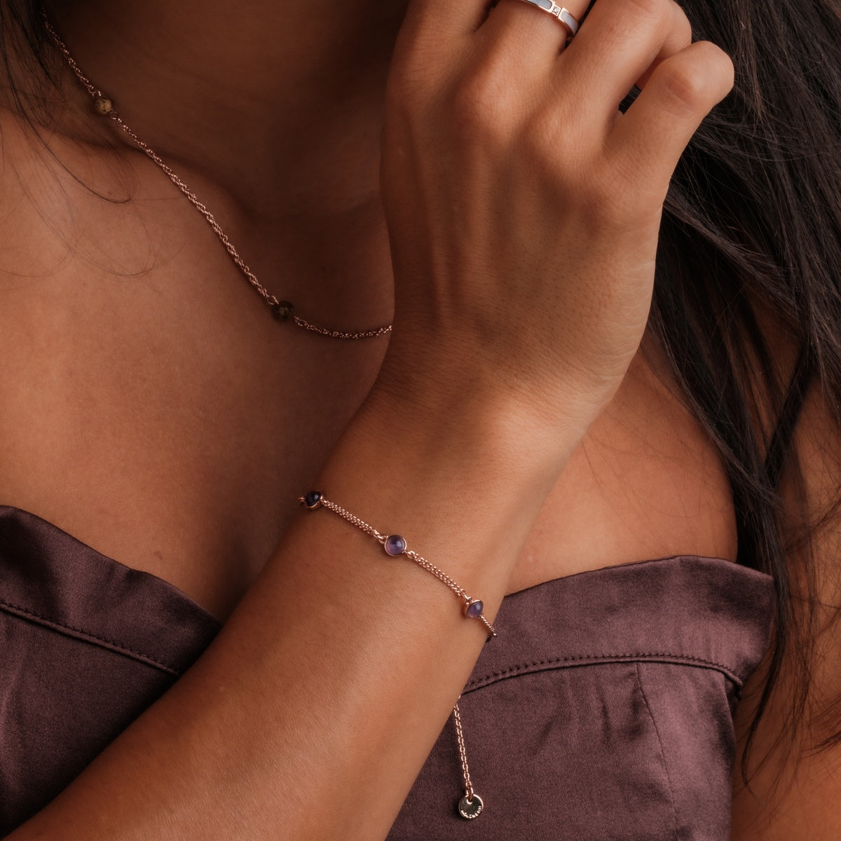 Dewdrops Armband (Amethyst/Rosé)