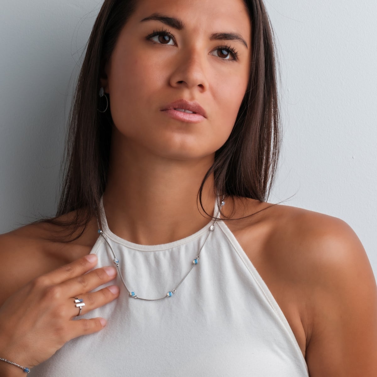 Dewdrops Necklace (Moonstone/Silver)