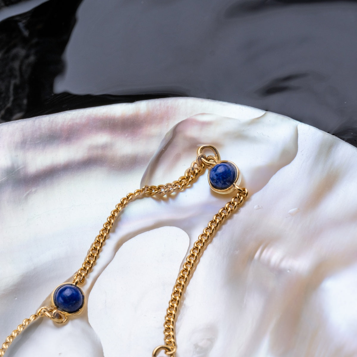 Dewdrops Halskette (Lapislazuli/Gold)