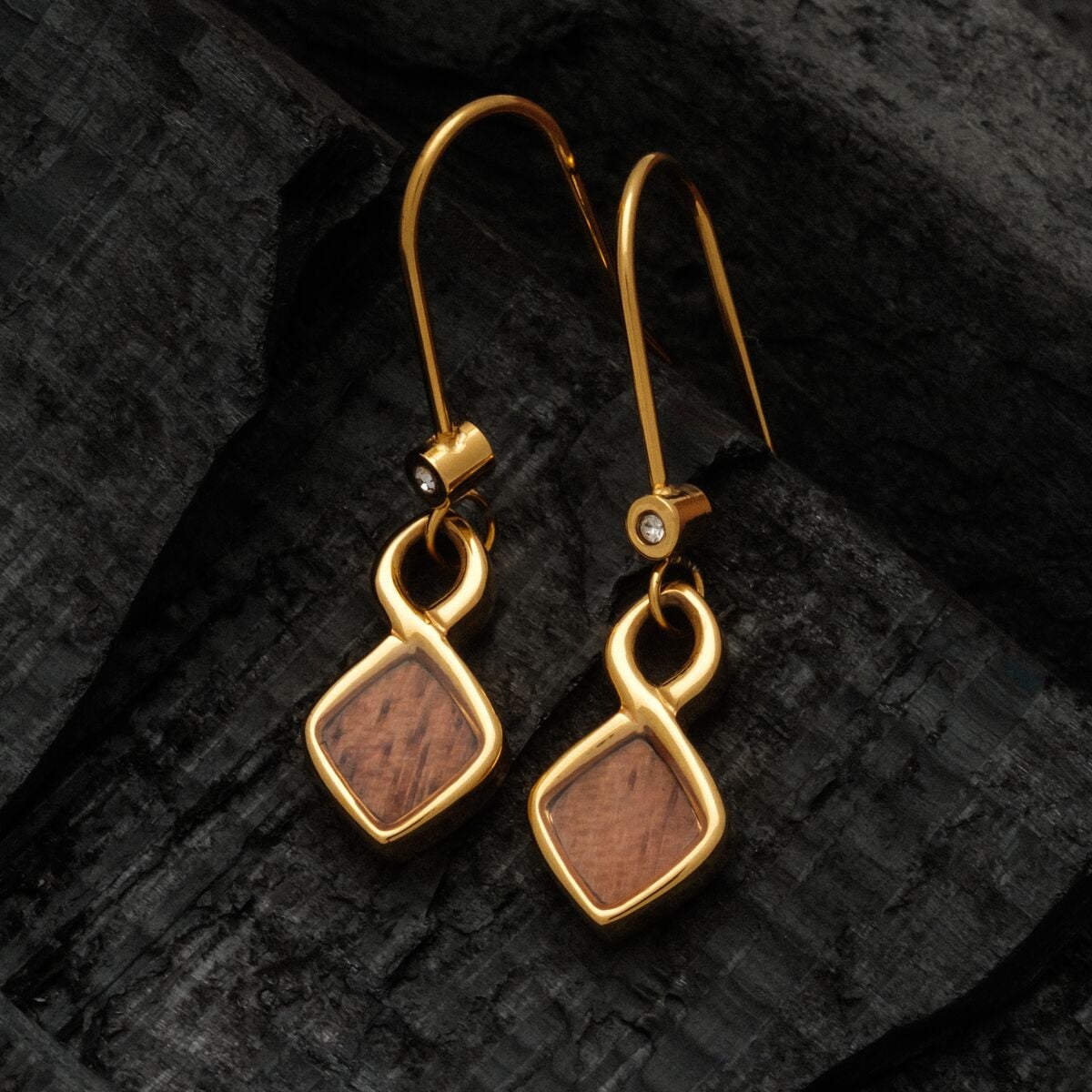 Mosaic Ohrringe (Walnuss/Gold) II
