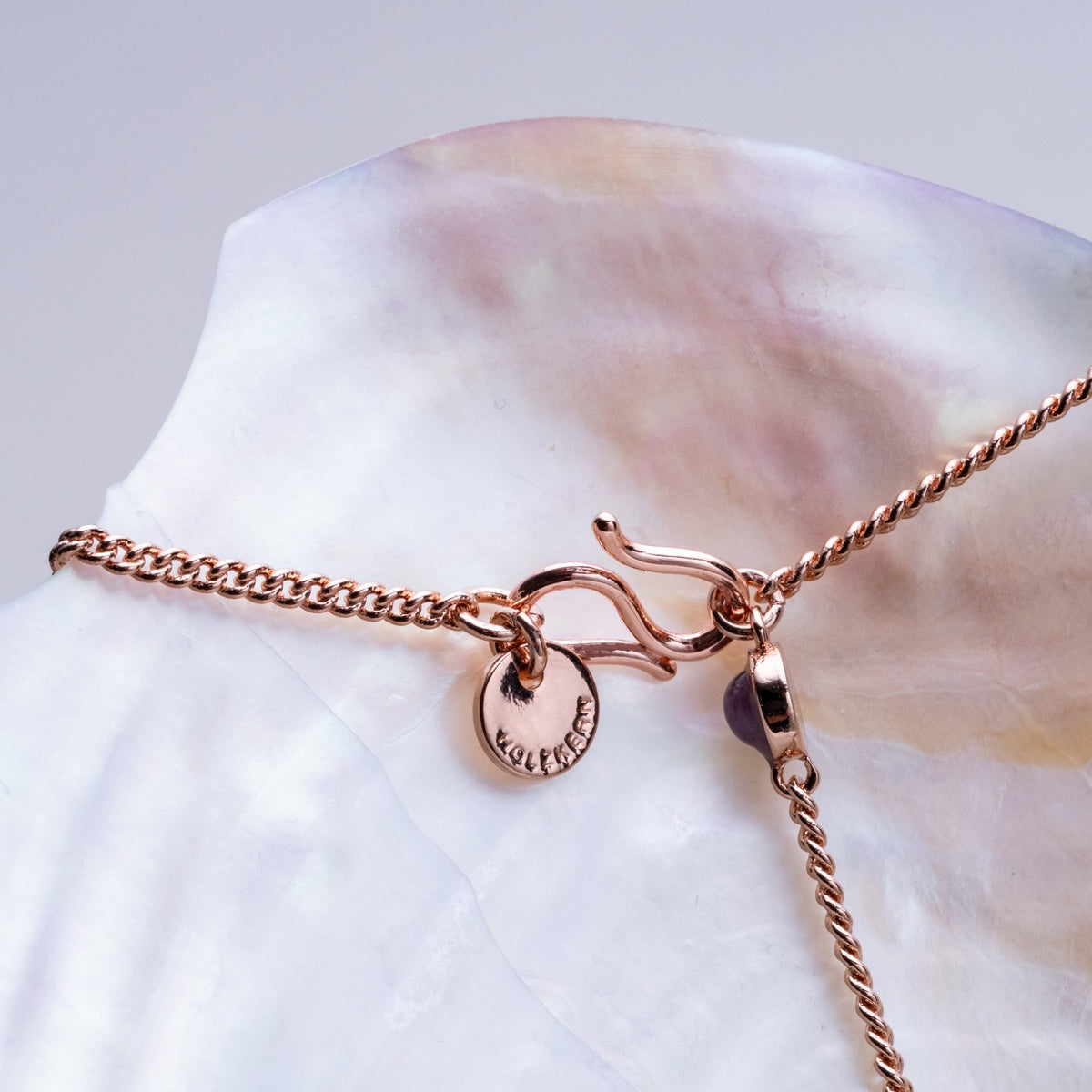Dewdrops Necklace (Amethyst/Rose Gold)