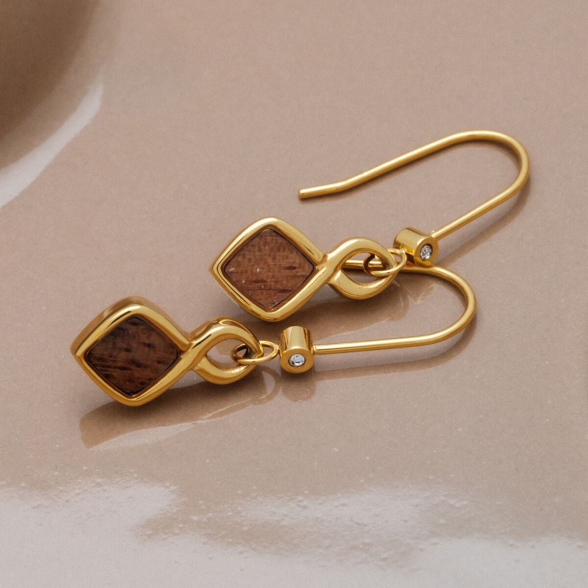Mosaic Ohrringe (Walnuss/Gold) II