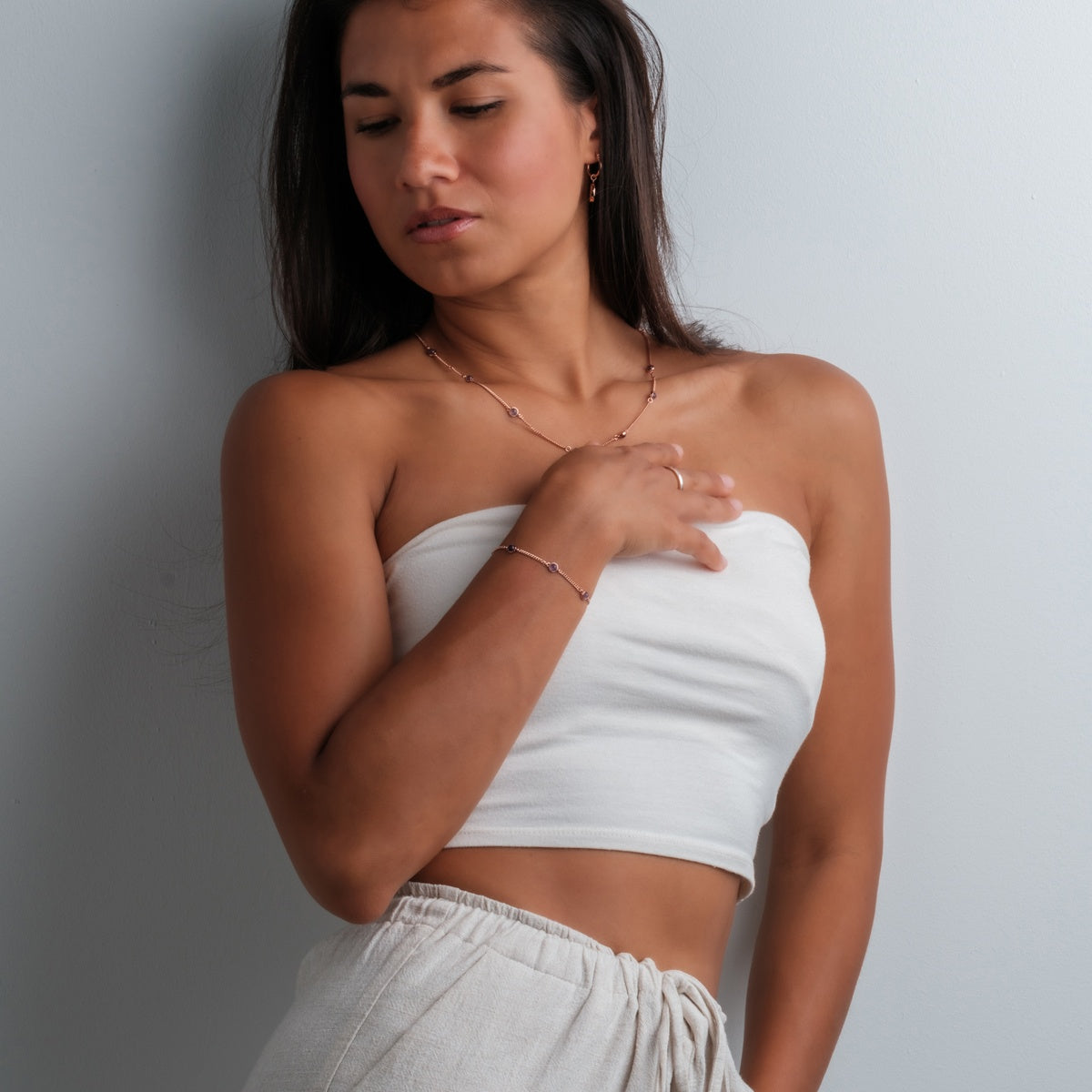 Dewdrops Armband (Amethyst/Rosé)