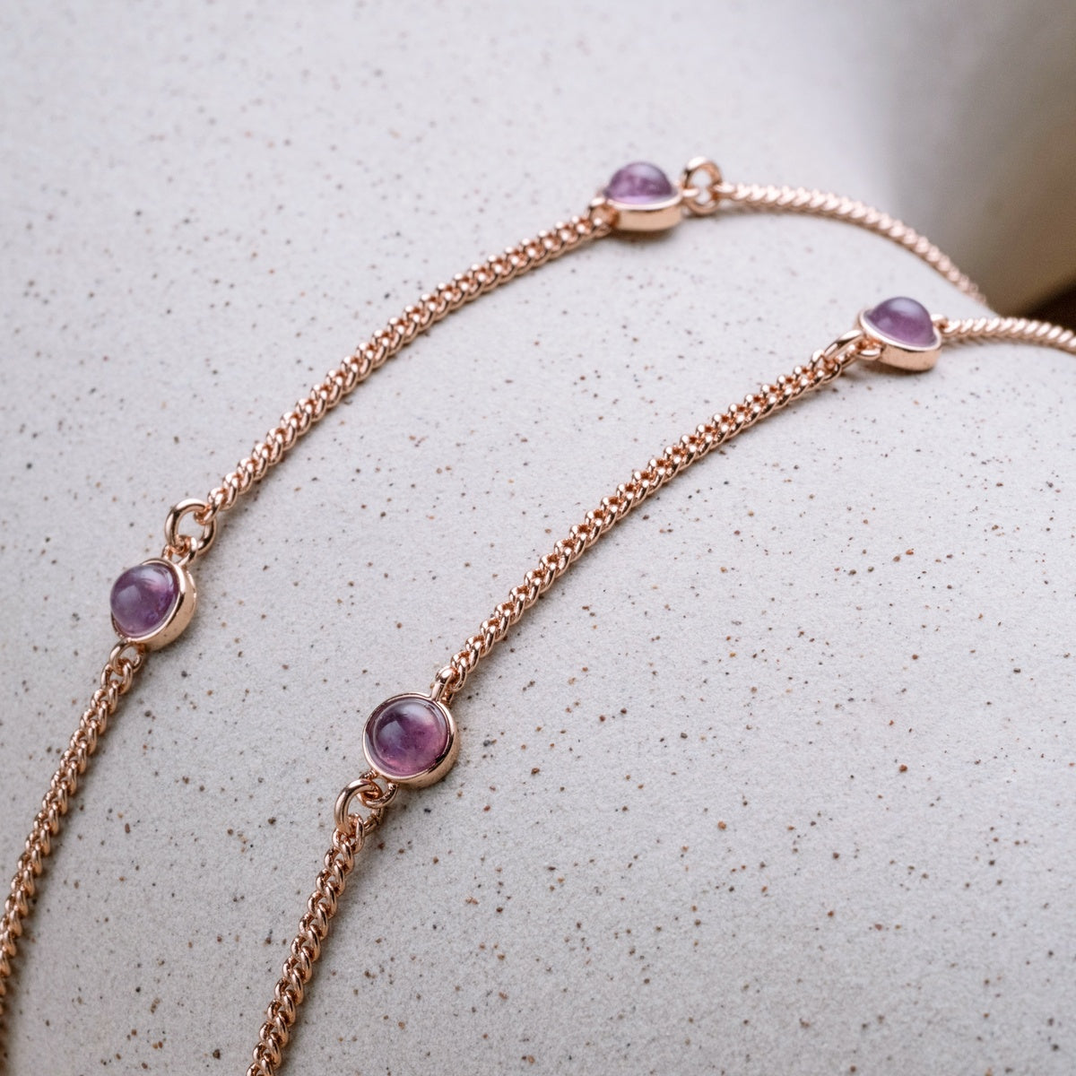 Dewdrops Necklace (Amethyst/Rose Gold)
