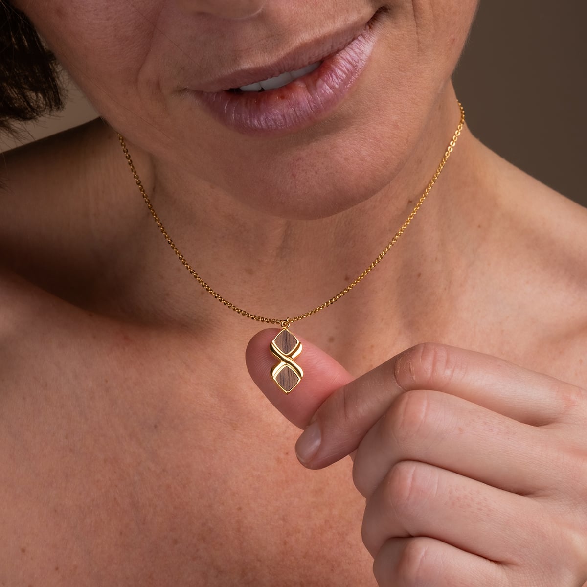 Mosaic Necklace (Walnut/Gold)