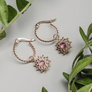 Suncatcher Earrings (Amethyst/Rose Gold)