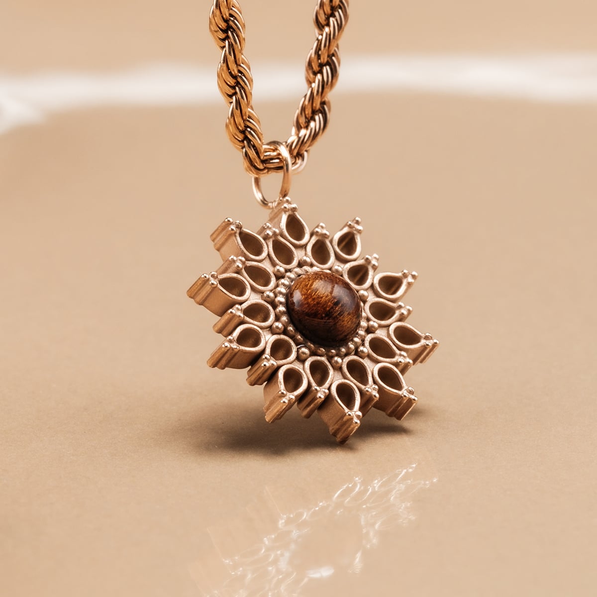 Suncatcher Halskette (Walnuss/Rosé)