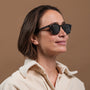 "The Comedian" sunglasses in Leadwood with a Khaki Dust finish, exuding a stylish and modern look.