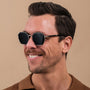 "The Magical" sunglasses featuring a sleek maple and antique silver design.