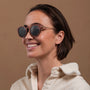 "The Maverick" sunglasses featuring a stylish Padouk wood and Copper frame.